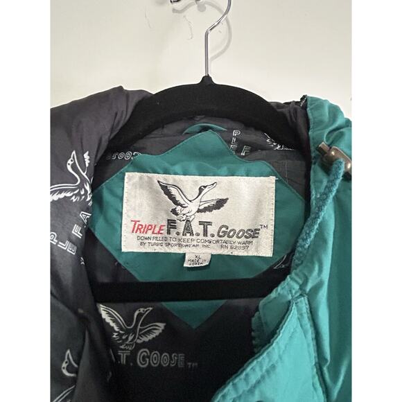 Vintage Triple FAT Goose Down Green Insulated Coat Jacket Size XL 1990s 62897 - Picture 2 of 16